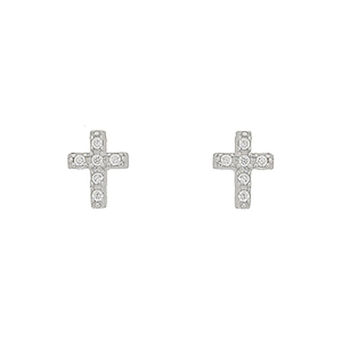 Boucles d'oreilles femme argent rhodié croix zirconia
