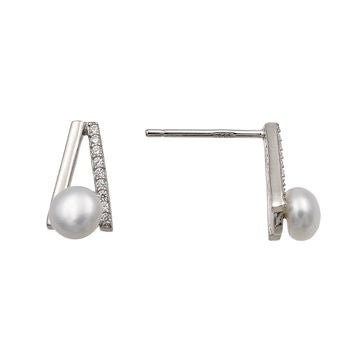 Boucles d'oreilles femme argent 925 perle de culture et zirkonia