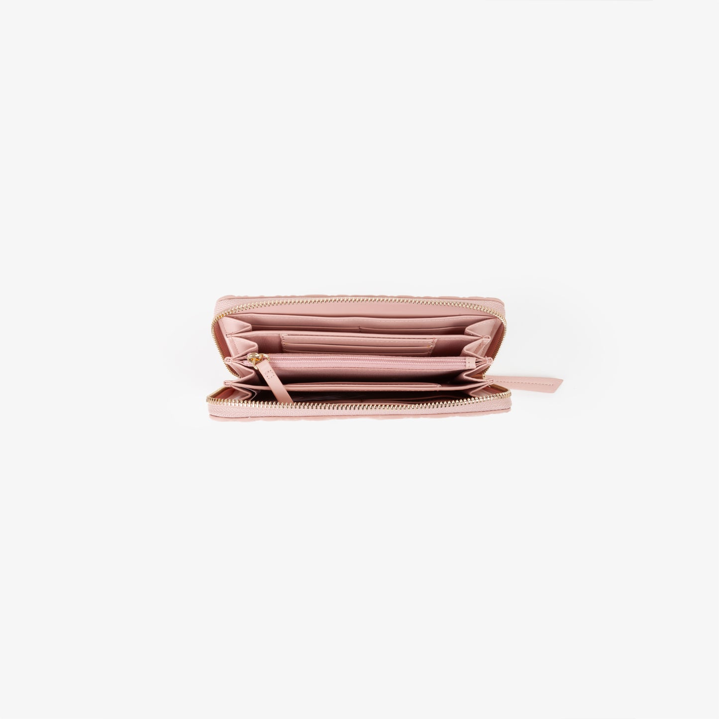 Portefeuille femme zippé rose logo embossé all-over
