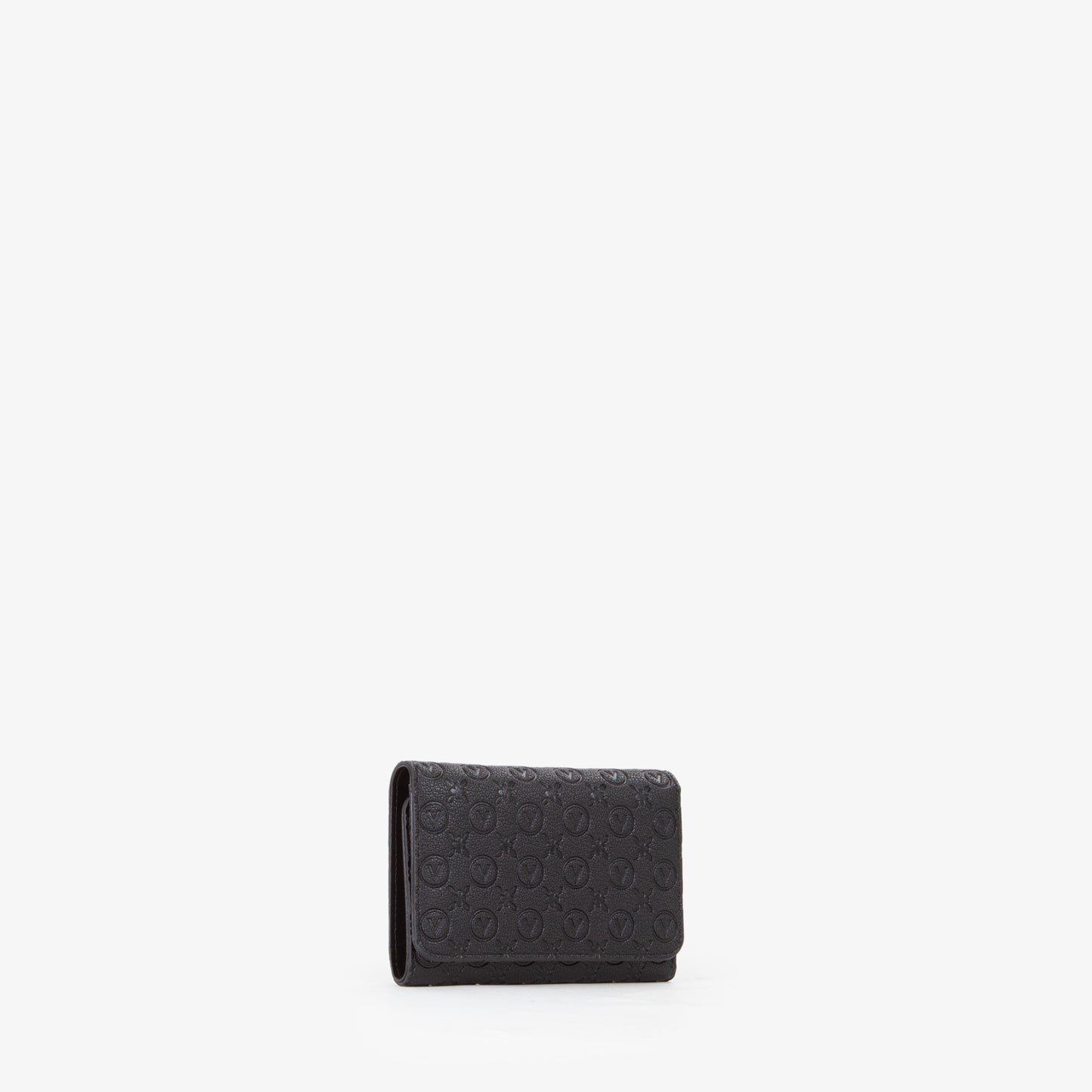 Portefeuille femme noir monogramme embossé compact