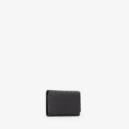 Portefeuille femme noir monogramme embossé compact