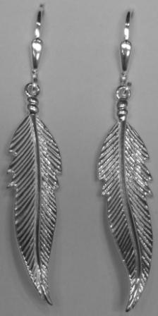 Boucles d'oreilles pendantes femme argent rhodié plume