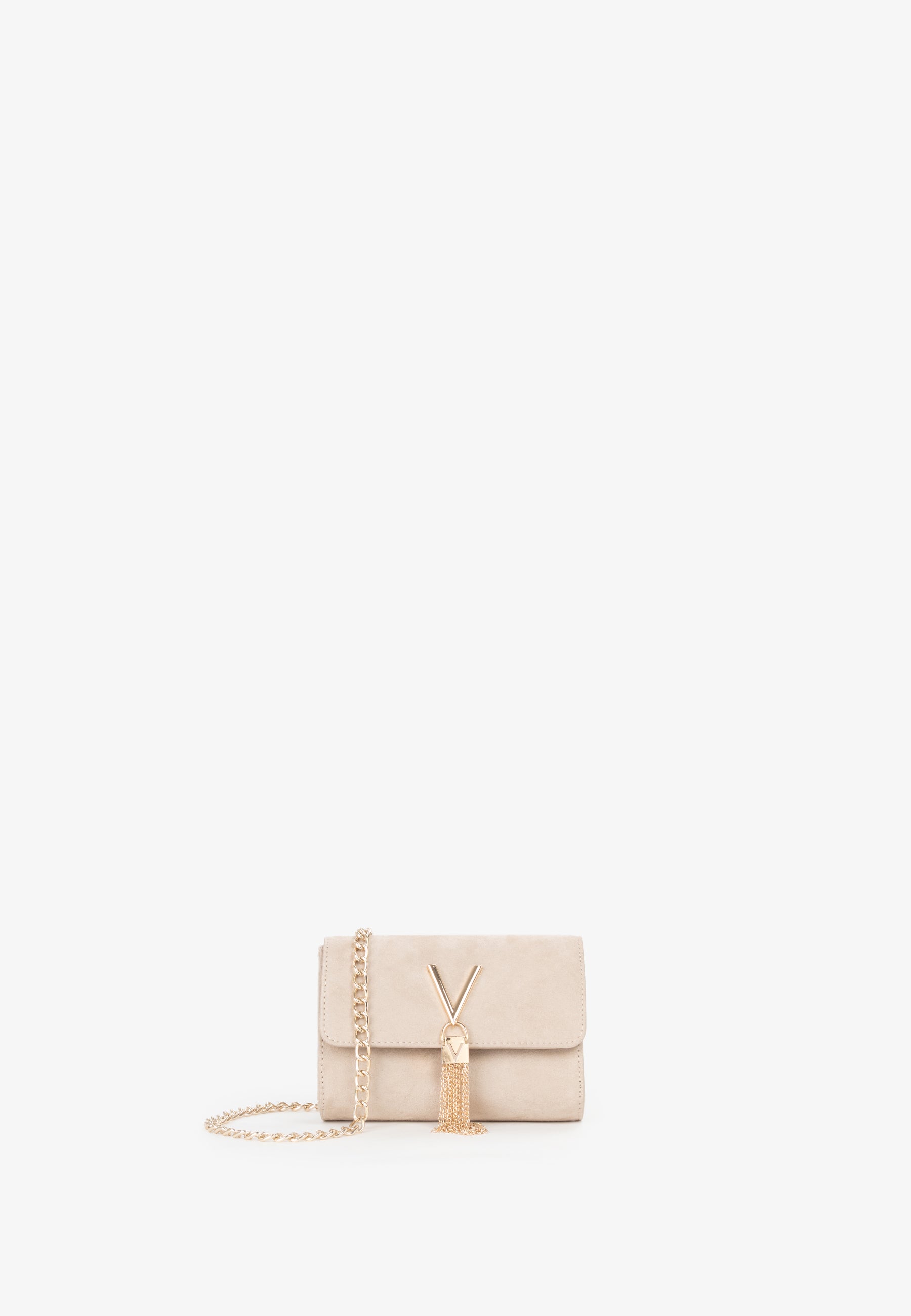 Sac bandoulière femme écru chaîne dorée pompon élégant