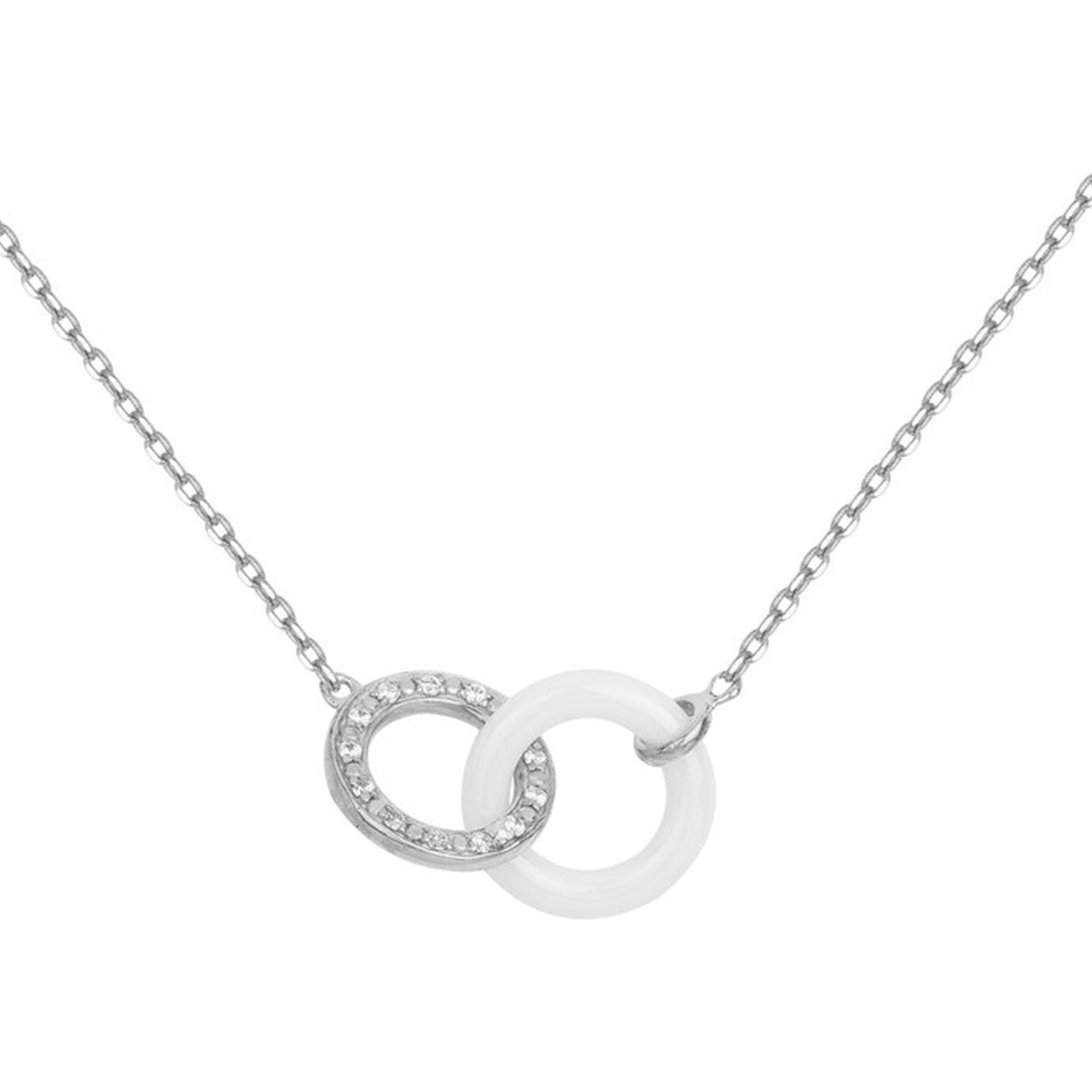 COLLIER ARGENT - CERAMQIUE BLANCHE - ZIRCONIA