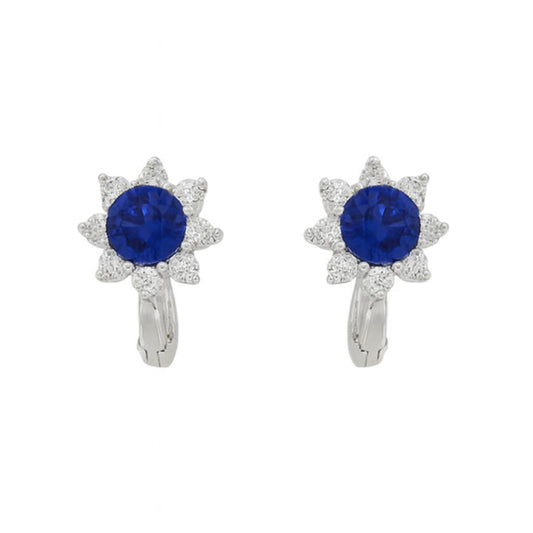 Boucles d'oreilles femme argent 925 rhodié saphir bleu zirconia