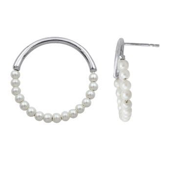 BOUCLES D'OREILLES ARGENT RHODIE - PERLE SYNTHETIQUE