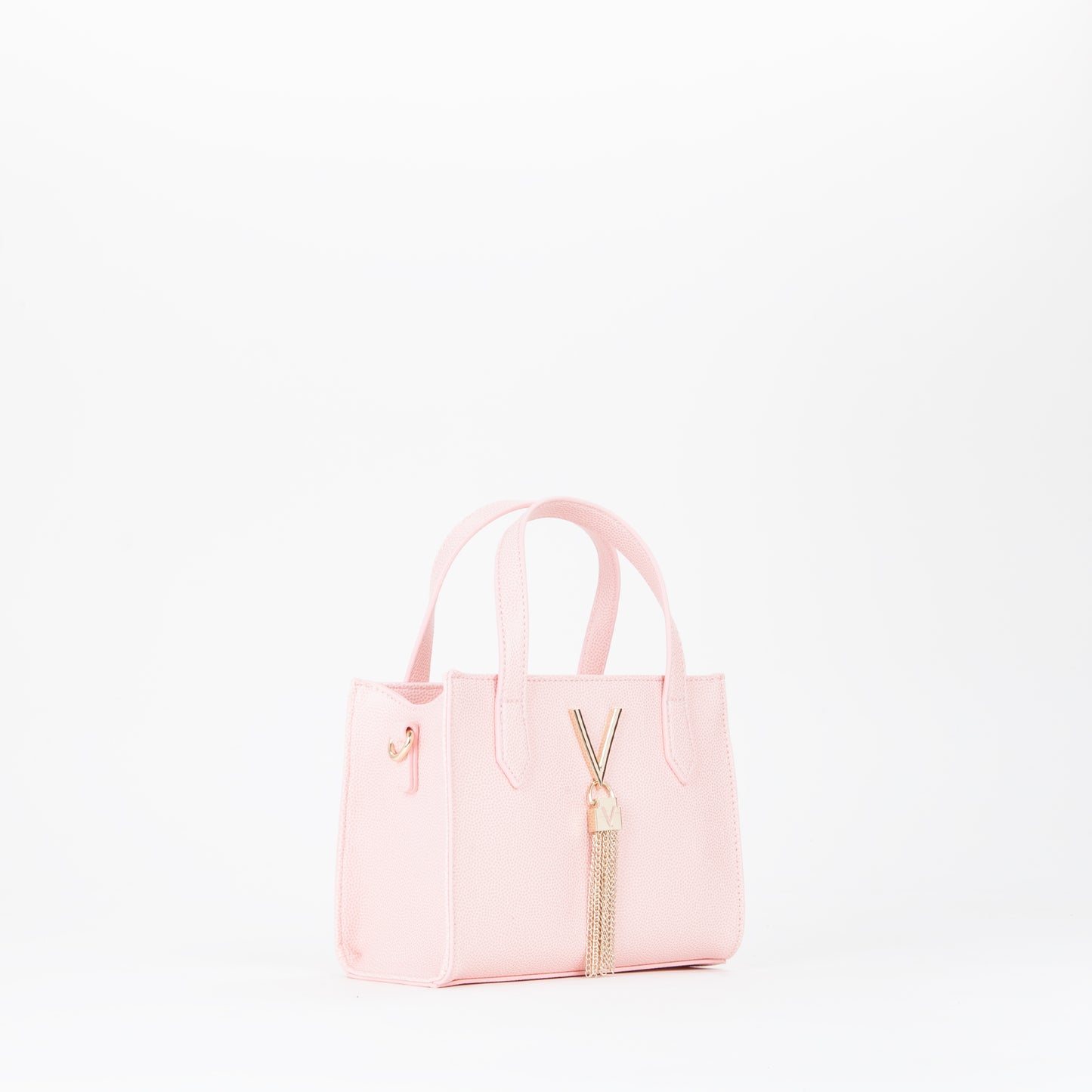 Sac à main femme rose poudré avec breloque dorée