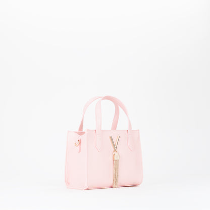 Sac à main femme rose poudré avec breloque dorée
