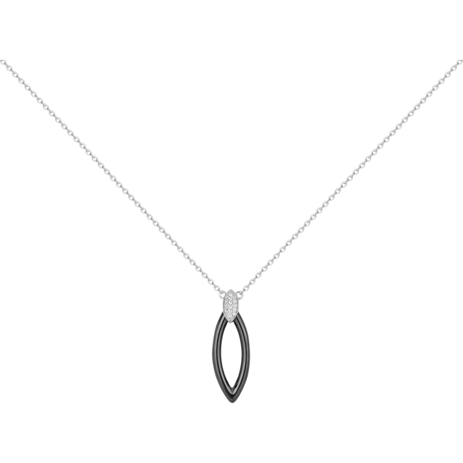 COLLIER ARGENT - CERAMQIUE NOIRE - ZIRCONIA