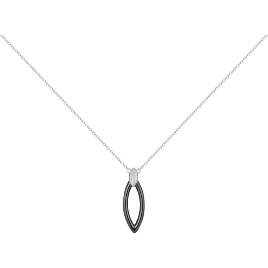 COLLIER ARGENT - CERAMQIUE NOIRE - ZIRCONIA