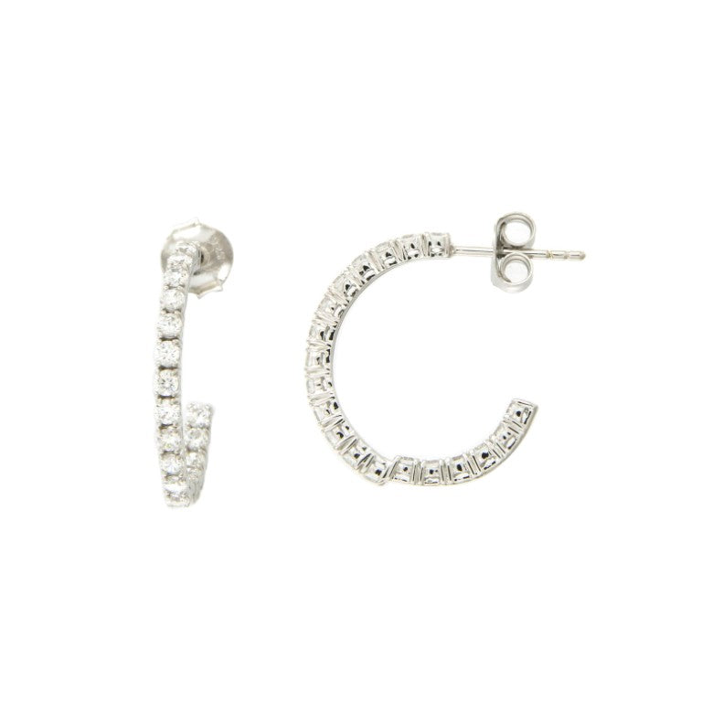 Créoles femme argent rhodié zirconia fermoir poussette
