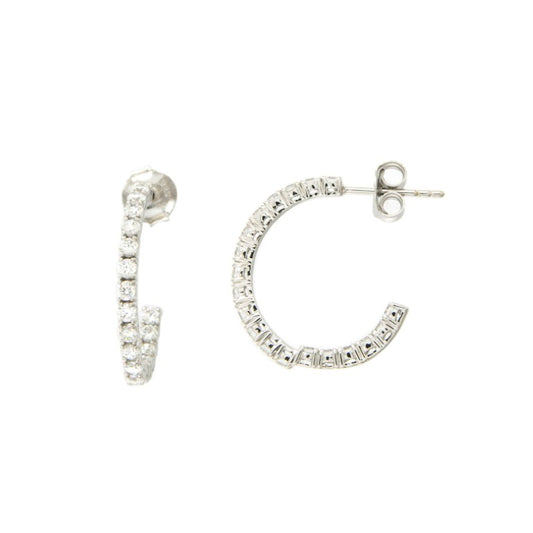 Créoles femme argent rhodié zirconia fermoir poussette