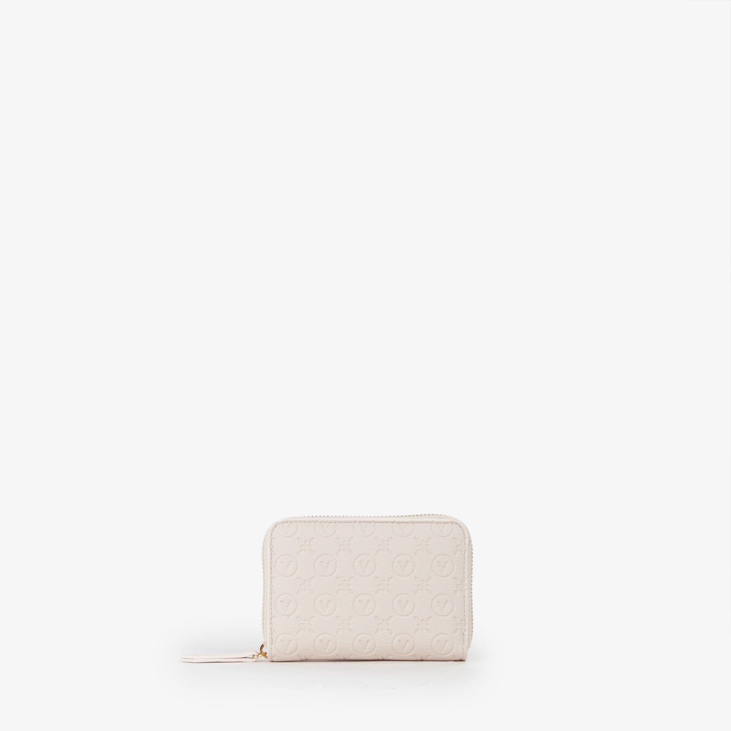 Portemonnaie femme écru monogramme embossé zippé