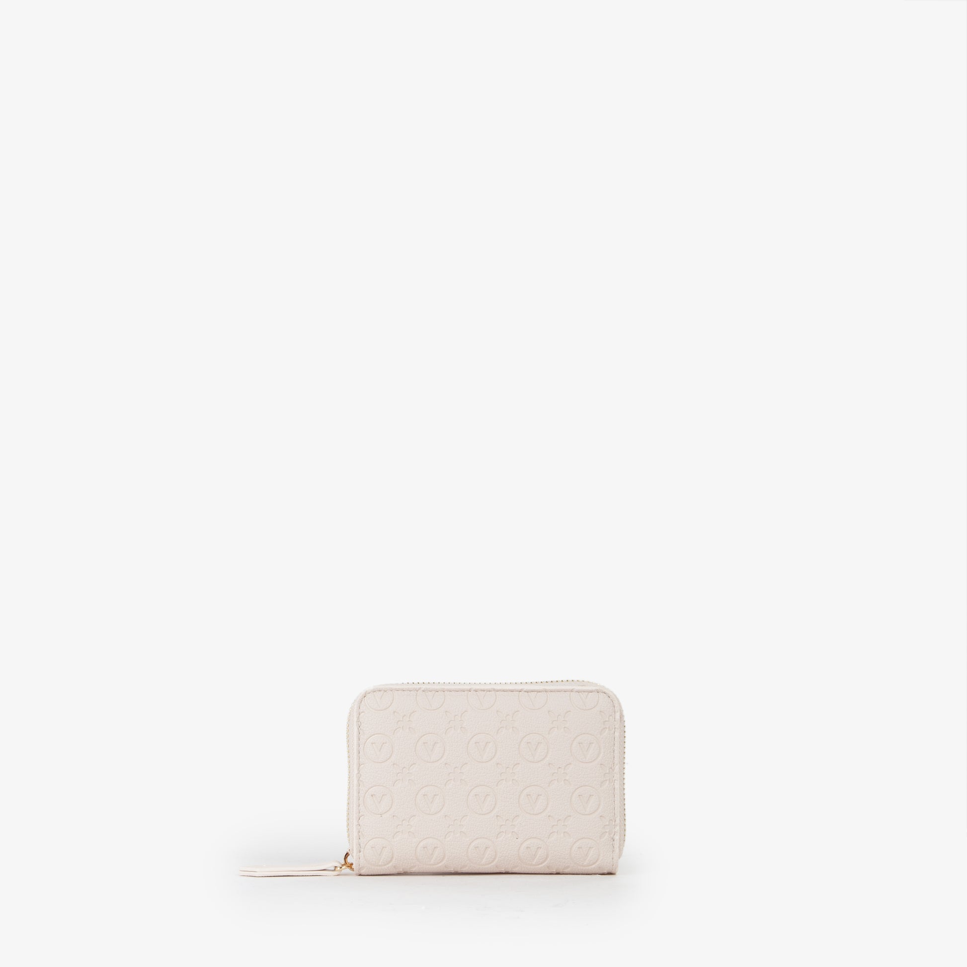 Portemonnaie femme écru monogramme embossé zippé