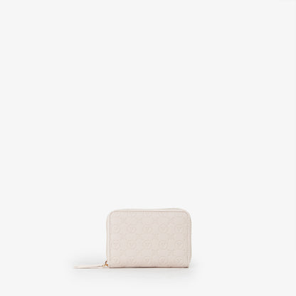 Portemonnaie femme écru monogramme embossé zippé