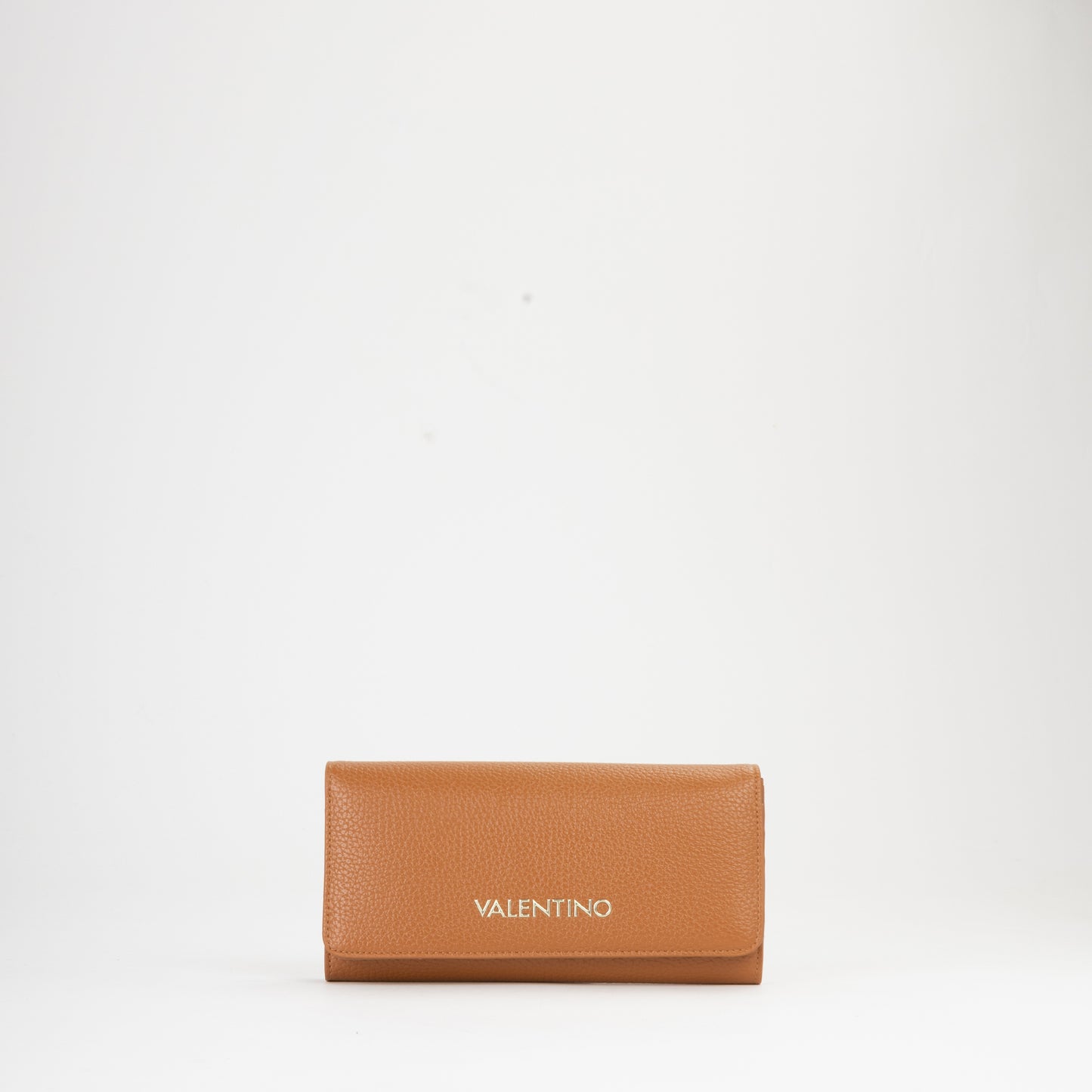 Portefeuille femme cuir grainé camel grand format