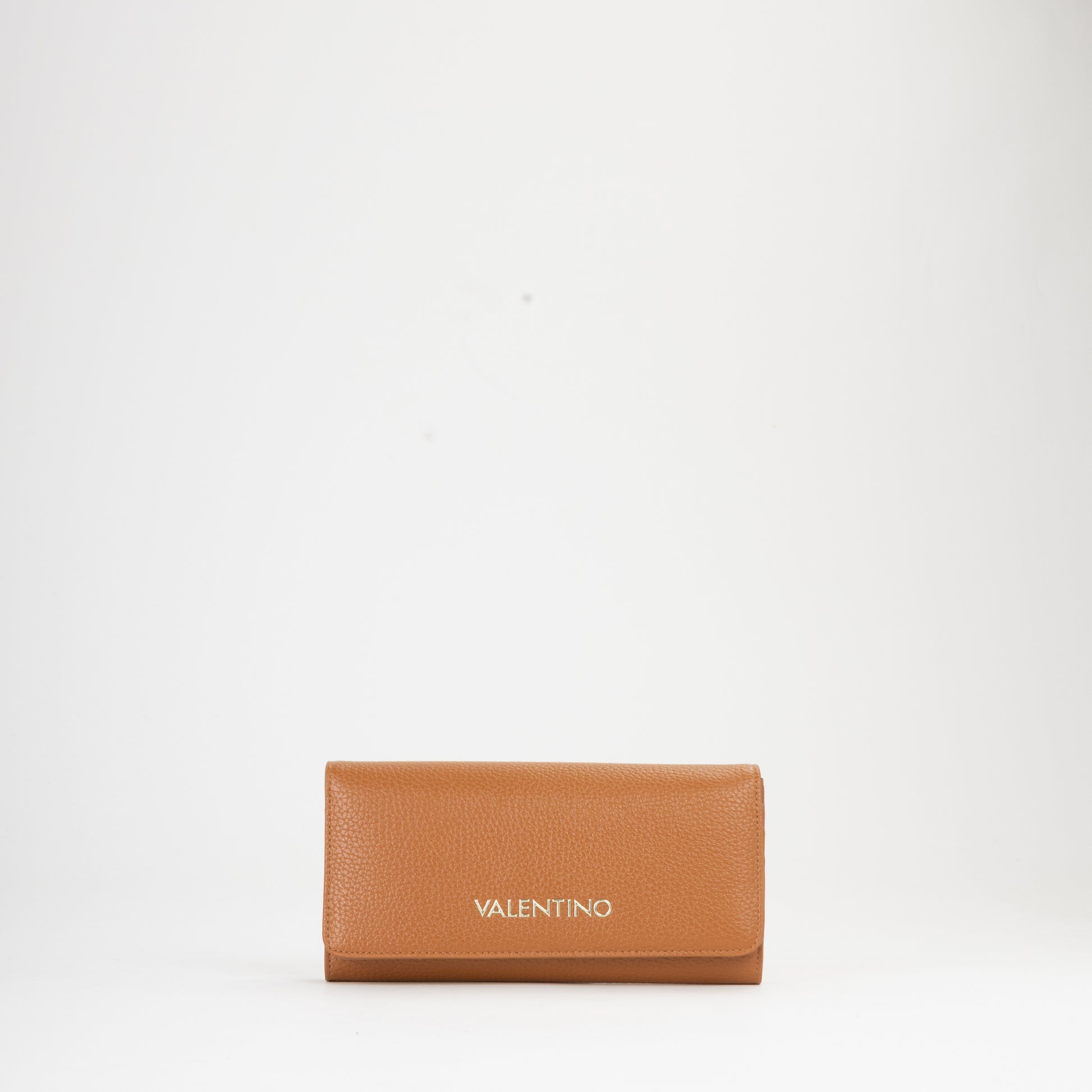 Portefeuille femme cuir grainé camel grand format