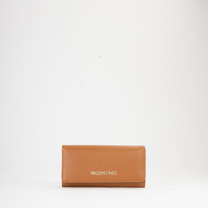 Portefeuille femme cuir grainé camel grand format