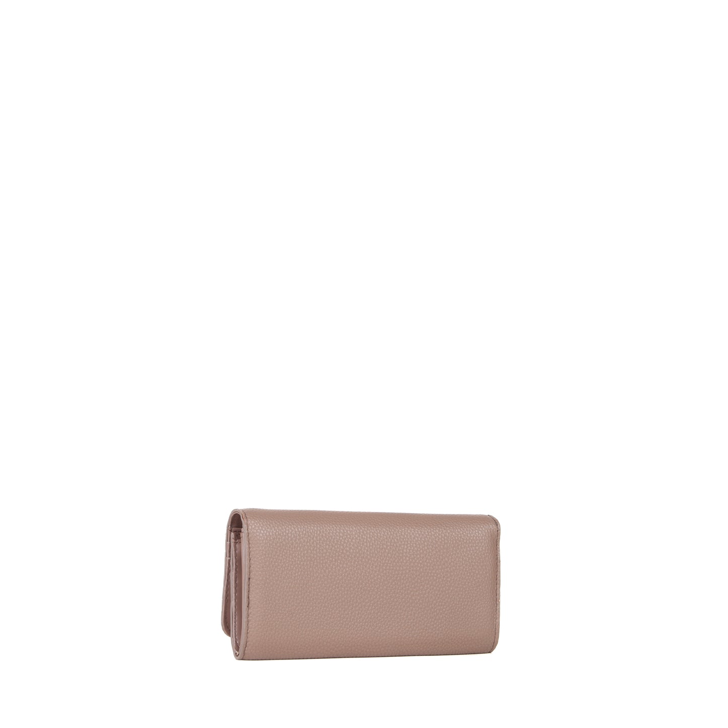 Portefeuille femme grainé taupe fermoir rabat
