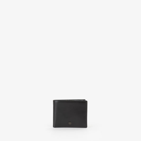 Portefeuille homme cuir lisse noir bifold compact