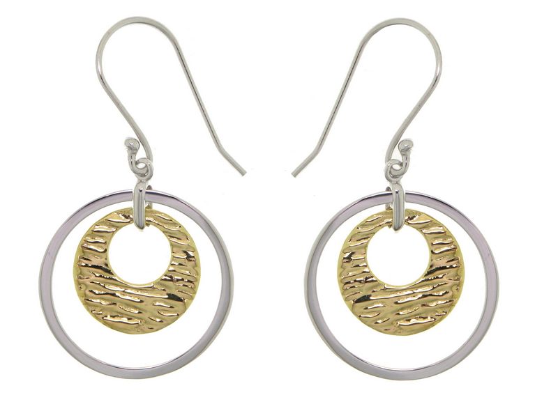 BOUCLES D'OREILLES ARGENT RHODIE - BICOLORE