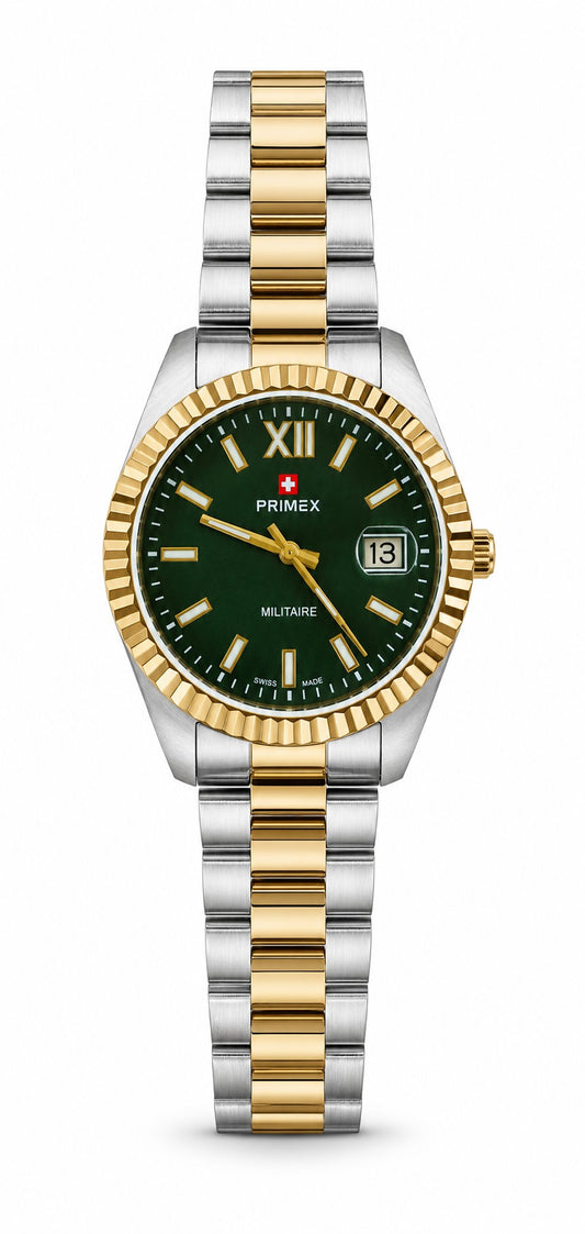 Montre homme Swiss Made bicolore cadran vert militaire