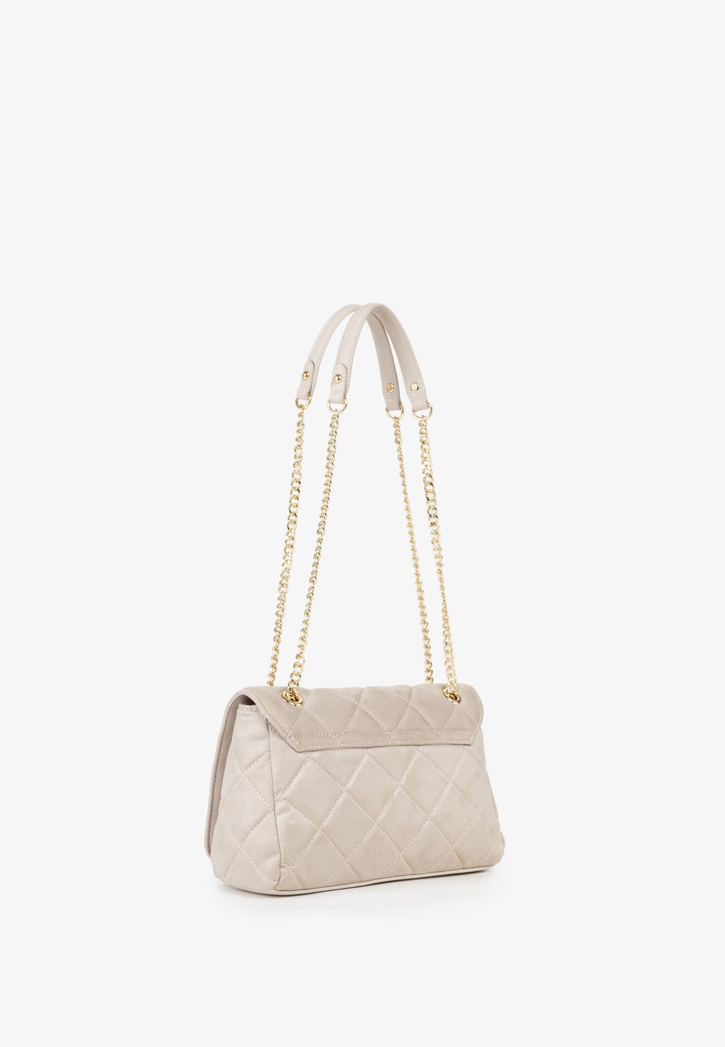 Sac bandoulière femme matelassé écru chaîne dorée