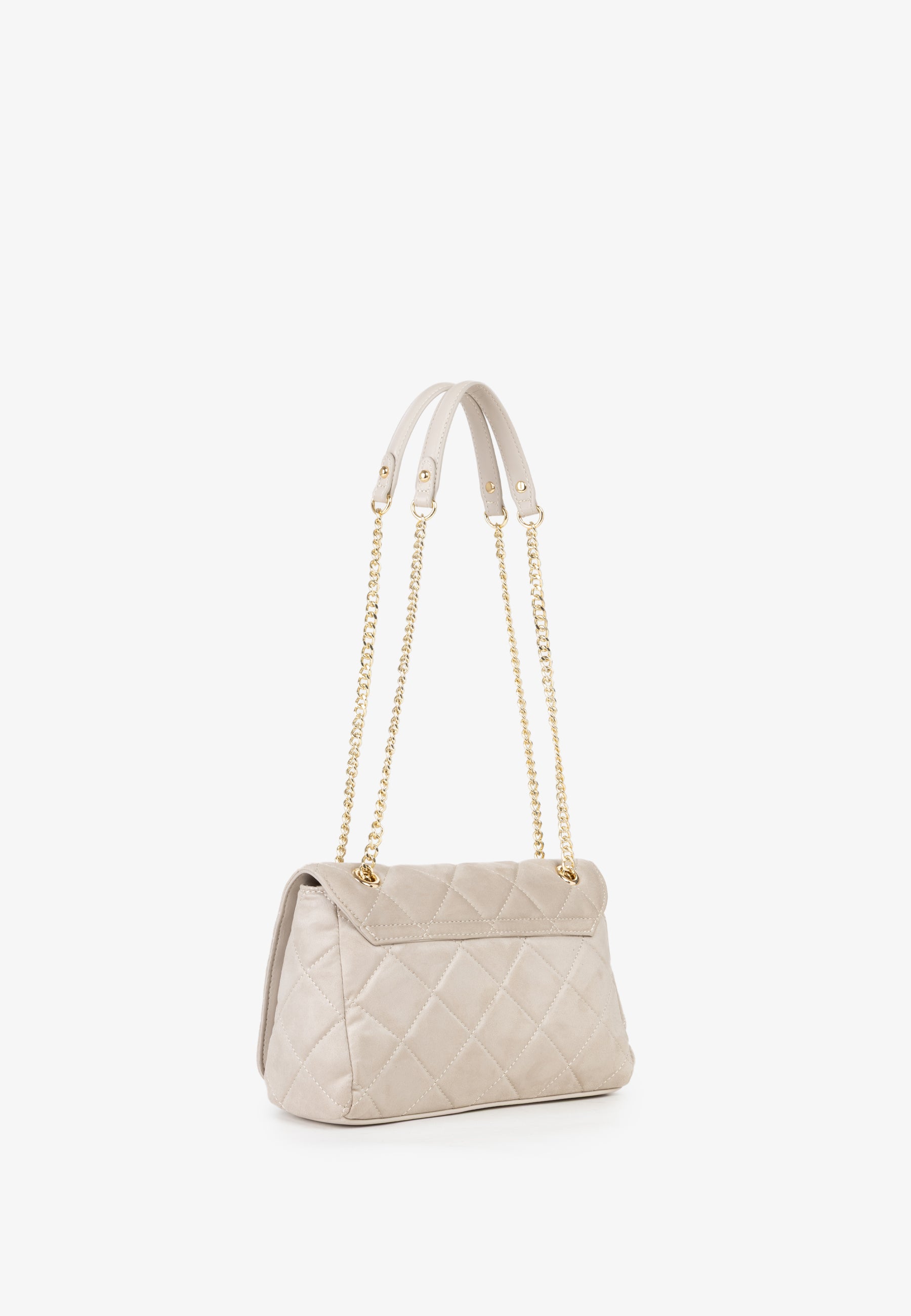 Sac bandoulière femme matelassé écru chaîne dorée