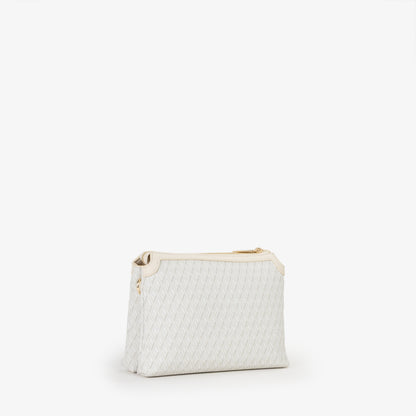 Sac bandoulière femme écru monogramme logo doré