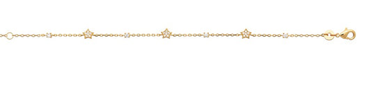 Bracelet femme plaqué or jaune étoiles zirconia 16cm