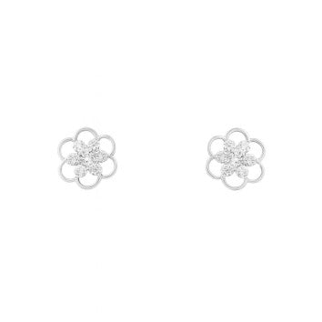 Clous d'oreilles femme argent 925 rhodié fleur zirconia