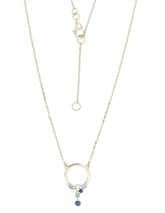 Collier femme argent rhodié cercle zirconia bleu 42cm