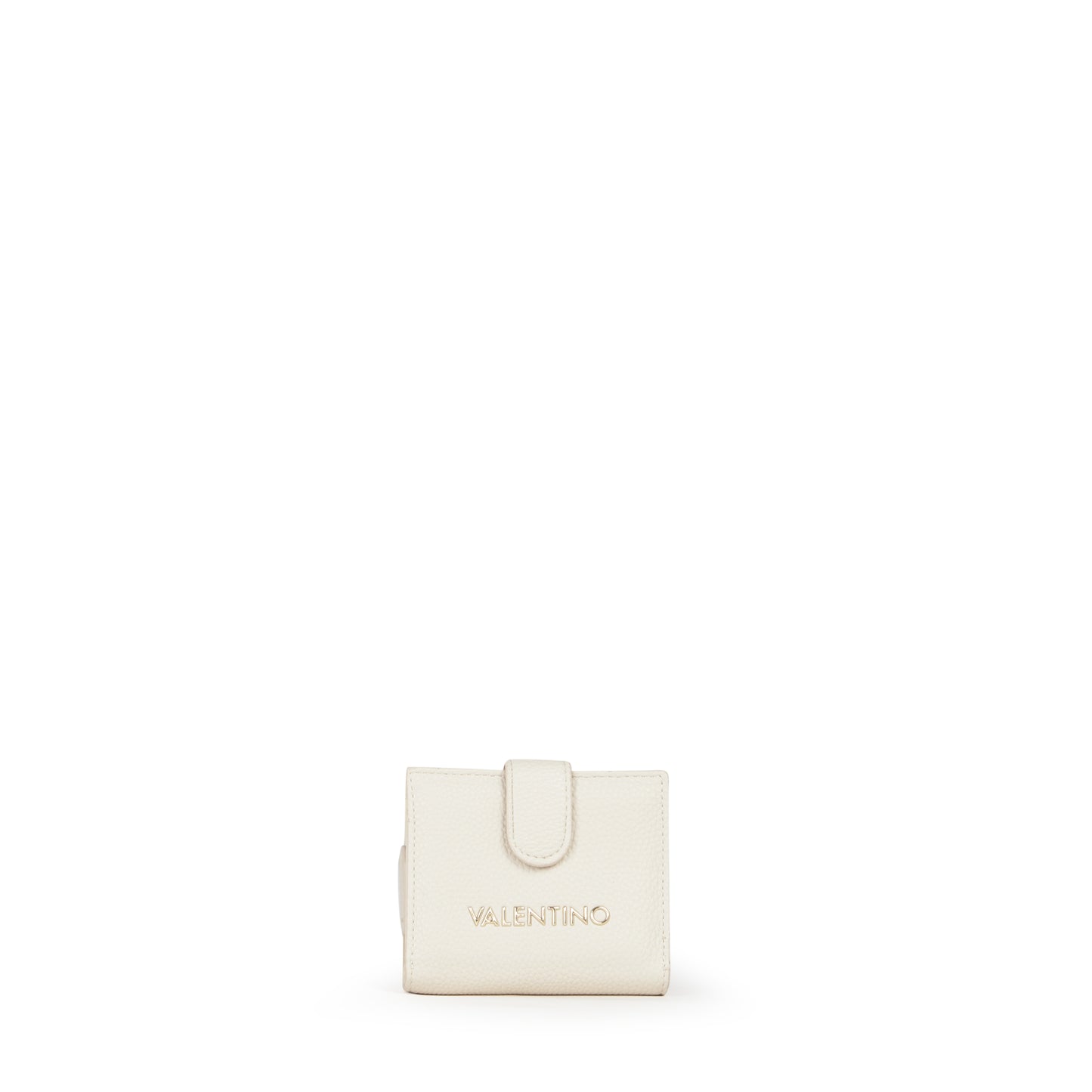 Portefeuille femme écru simili cuir grainé fermeture languette