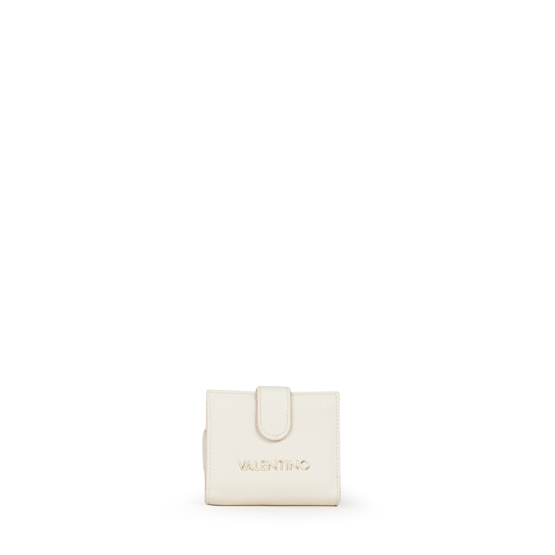 Portefeuille femme écru simili cuir grainé fermeture languette