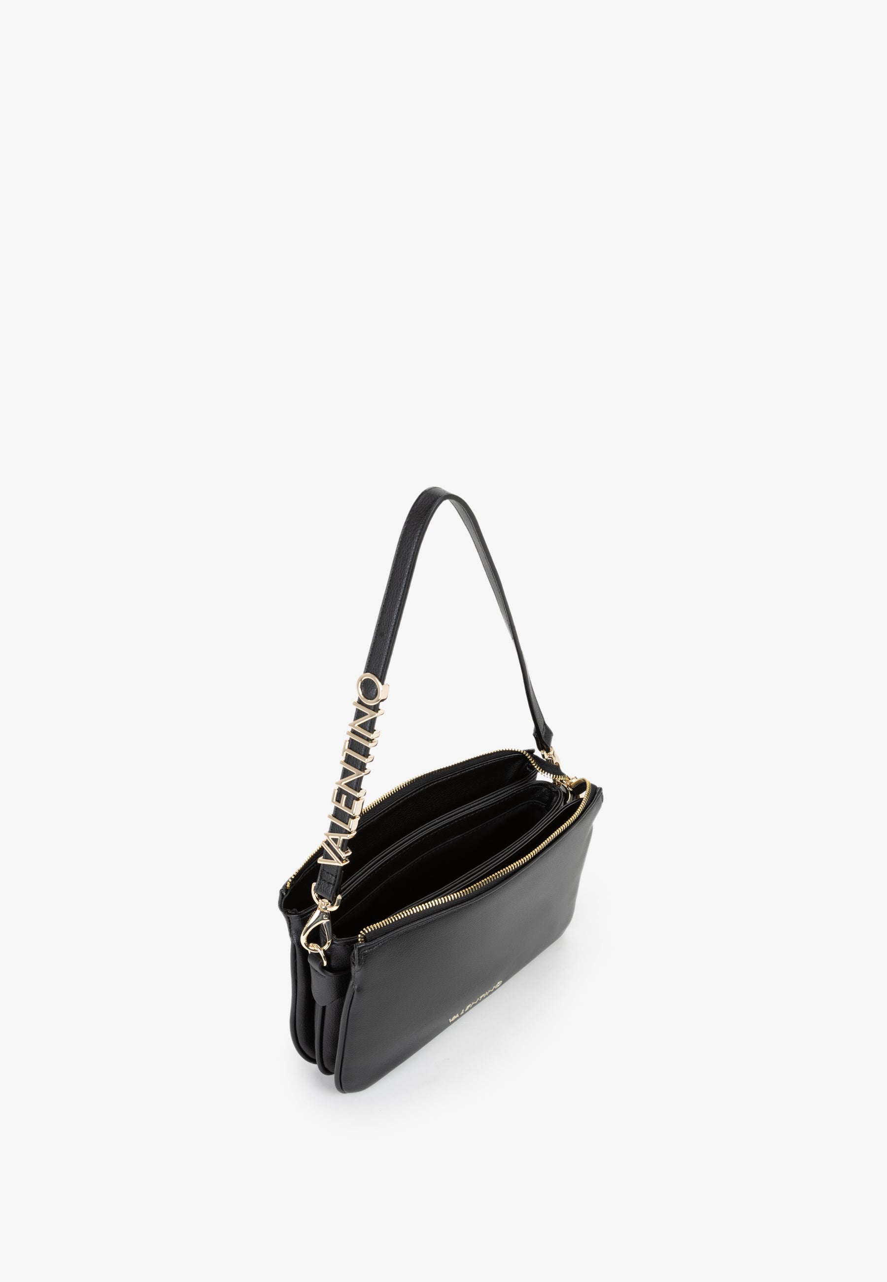 Sac bandoulière femme noir simili cuir détail doré
