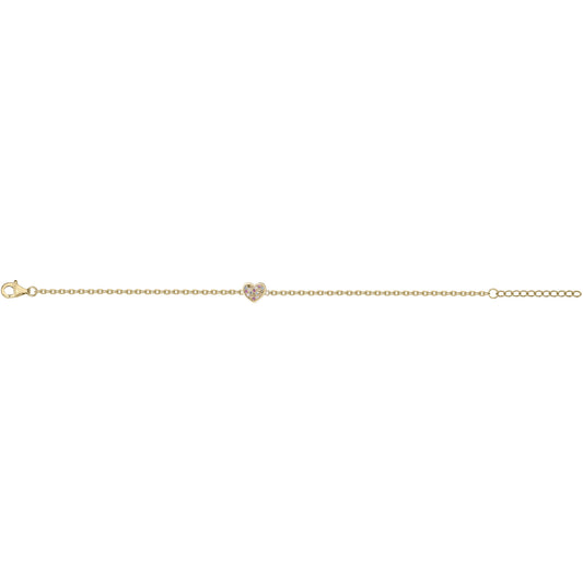 Bracelet femme plaqué or jaune cœur zirconia multicolore