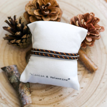 BRACELET HOMME   NOIR & CAMEL