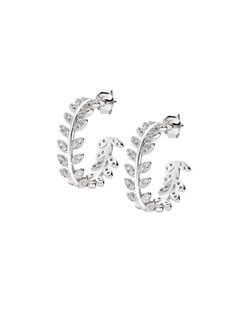 Boucles d'oreilles en argent sterling avec zircones blanches - Rhodium