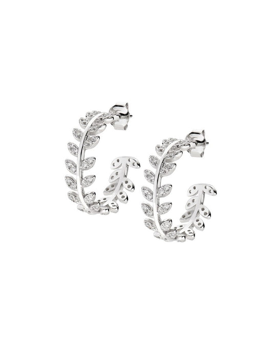 Boucles d'oreilles en argent sterling avec zircones blanches - Rhodium