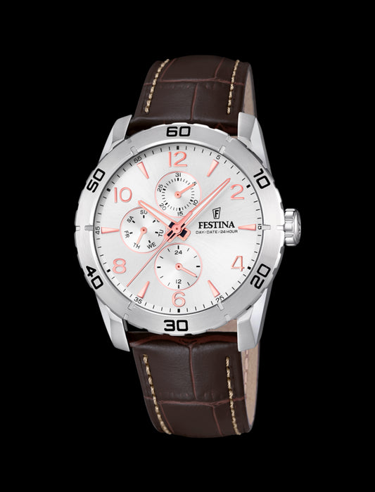 MONTRE GRIS, BRACELET CUIR, HOMME