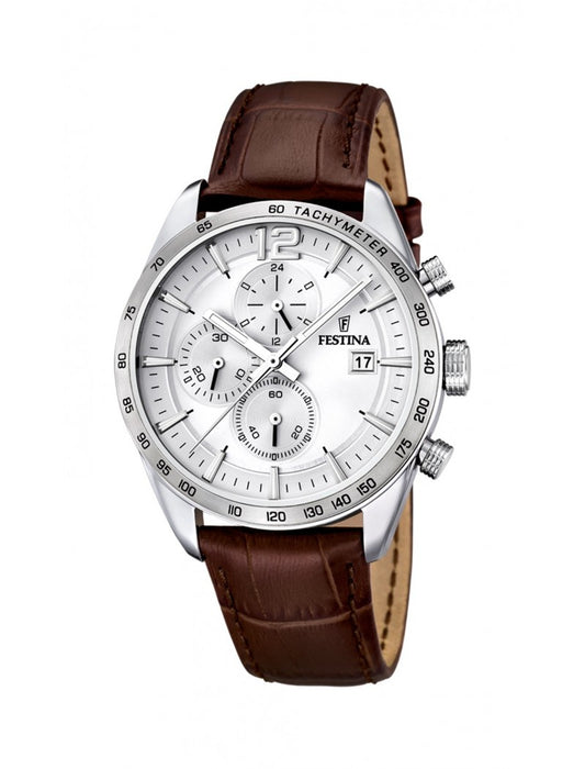 MONTRE FESTINA TIMELESS CHRONOGRAPHE  POUR HOMMES AVEC CADRAN ARGENT