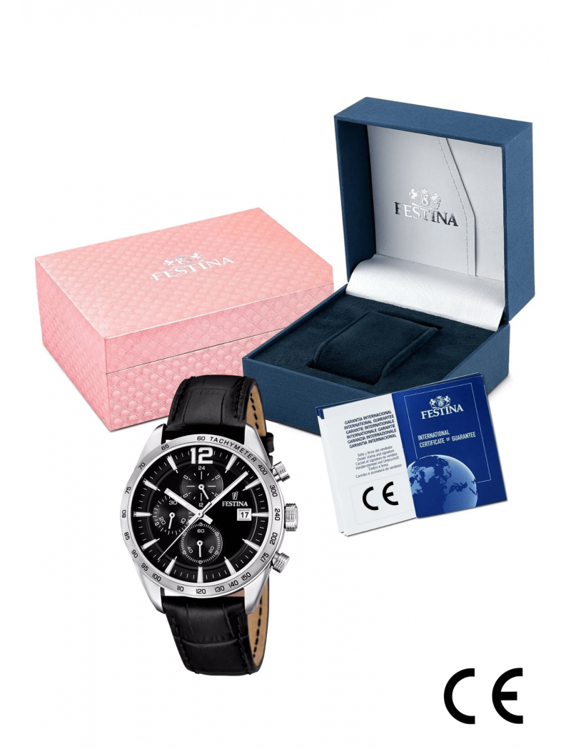 MONTRE NOIR, BRACELET CUIR, HOMME