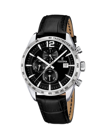 MONTRE NOIR, BRACELET CUIR, HOMME