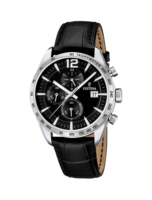 MONTRE NOIR, BRACELET CUIR, HOMME