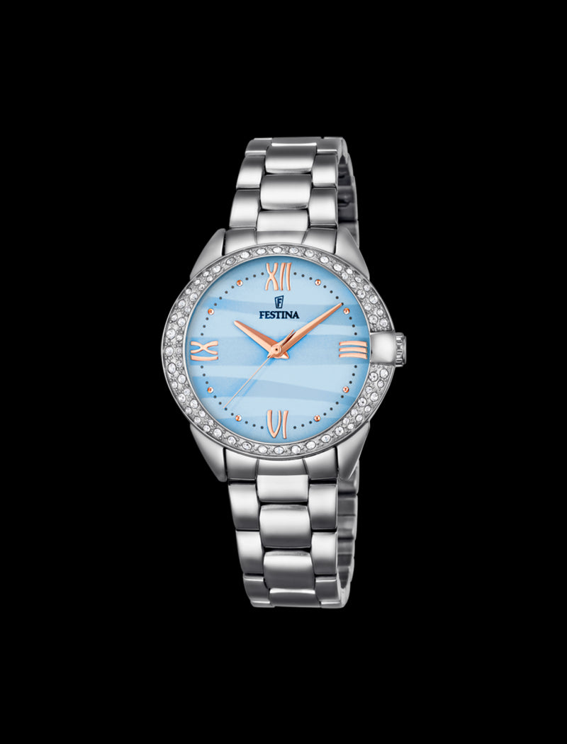 MONTRE BLEU BRACELET EN ACIER INOXYDABLE FEMME