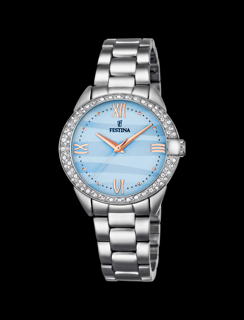 MONTRE BLEU BRACELET EN ACIER INOXYDABLE FEMME