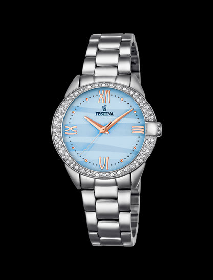 MONTRE BLEU BRACELET EN ACIER INOXYDABLE FEMME