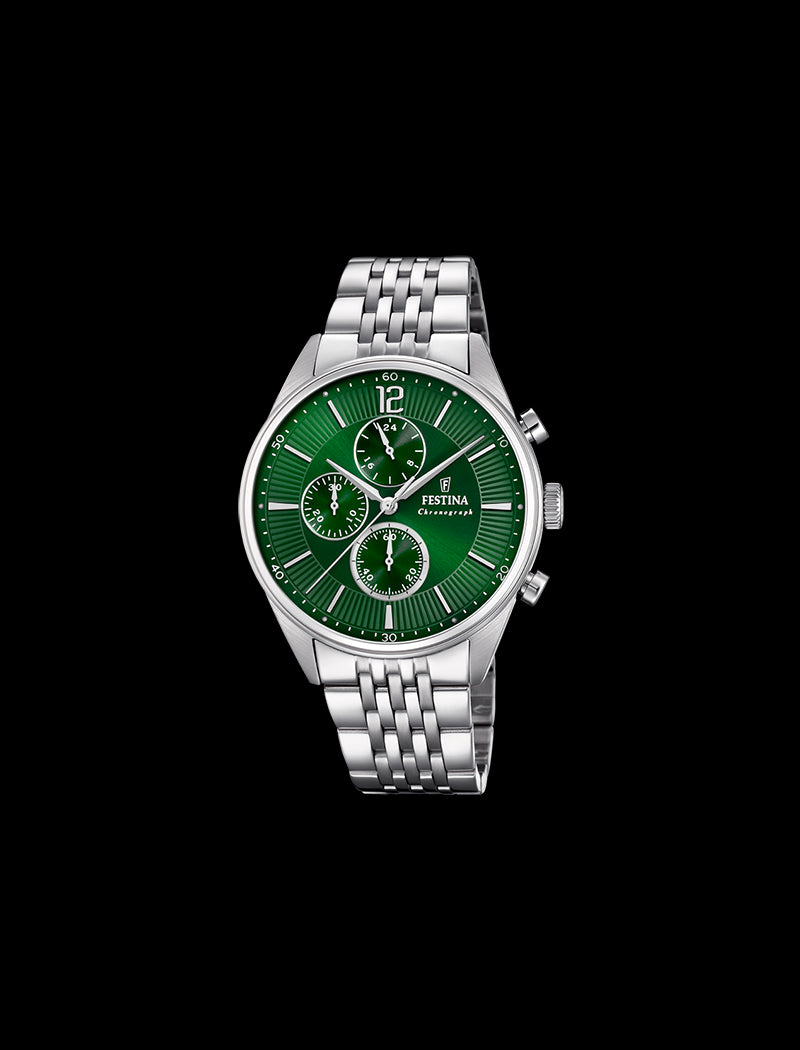 MONTRE FESTINA TIMELESS CHRONOGRAPH  POUR HOMMES AVEC CADRAN VERT