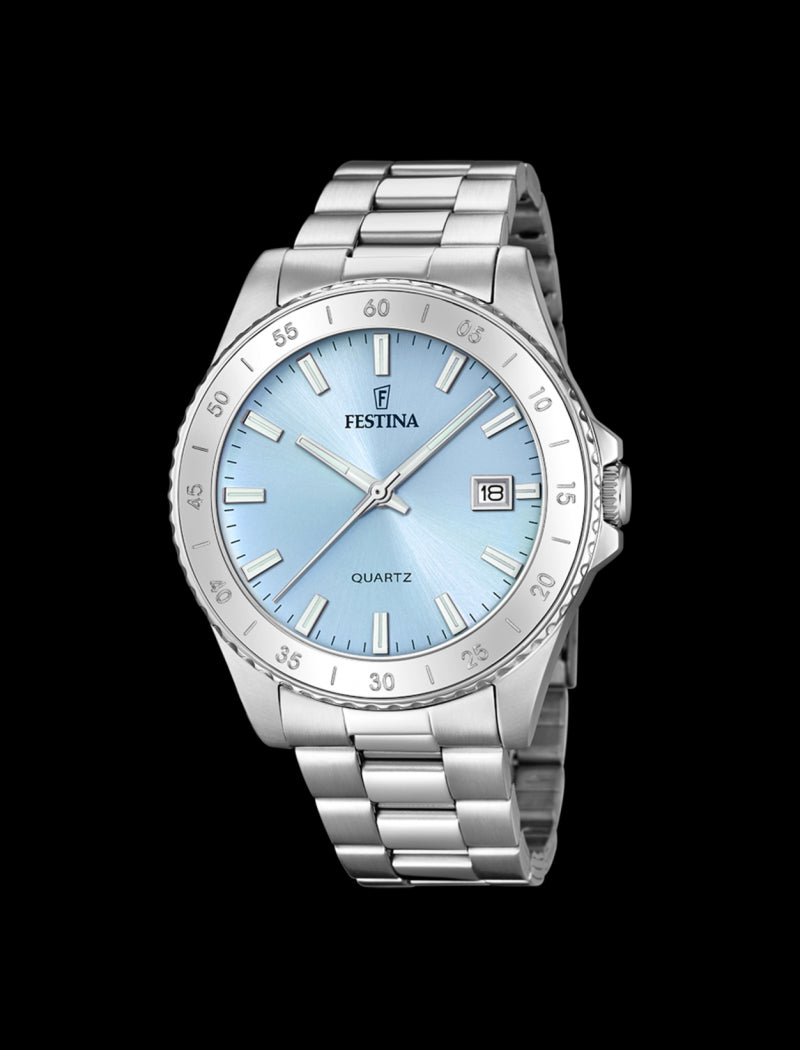 MONTRE BLEU BRACELET EN ACIER INOXYDABLE FEMME