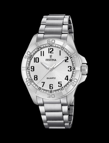 MONTRE ARGENTÉ, BRACELET EN ACIER, HOMME